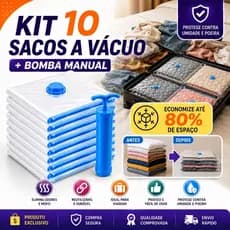 Kit 10 Saco A Vácuo 50x60 Com Bomba Mais Espaço Na Mala De Bordo Viagem Organização De Guarda roupas