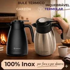 Bule Térmico Termolar 1,2 Litros Garzón 100% Inox Inquebrável Chá Leite café