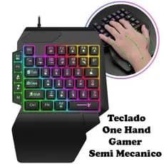 Teclado One Hand Gamer Lehmox Premium Mobilador Pc Notebook Preto Português Brasi