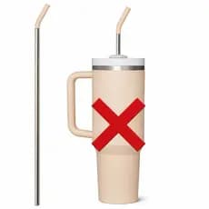 Canudo inox com Bic Silicone para Copo Térmico 900ml e 1200ml Copos Grande Quencher 40oZ
