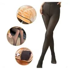 Meia-Calça Térmica Forrada Peluciada Translúcida de Lã Feminina Super Elástica Slim Tamanho Unico