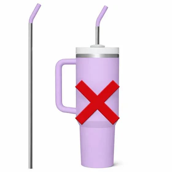Canudo inox com Bico Silicone para Copo Térmico 1.200ml