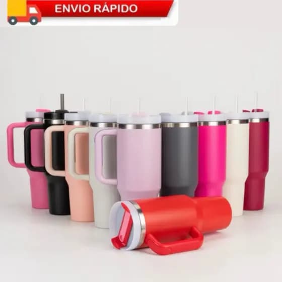 Copo Térmico 1200ml com Canudo Tampa Hermética Anti Vazamento de Aço Inoxidável