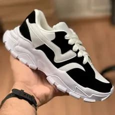 Tênis New Feminino Black Chunky Branco Camurça Antiderrapante Solado Macio Lançamento 4060