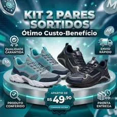 Kit 2 Pares Tenis Feminino Masculino Cor Sortida Adulto Caixa Misteriosa
