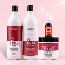 Kit Pós Química Completo Shampoo Condicionador Máscara + Óleo Semente De Uva/Progressiva E Alisamento