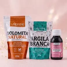 Kit Clareador Dolomita 200g, Argila Branca 100g + Óleo Rosa Mosqueta 60ml/Clareador Corpo e Rosto -  Laborene