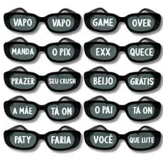 Kit 10 Óculos Vintage Retrô Frases Divertidas para Festas Balada Despedida