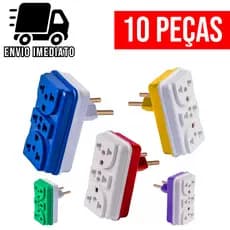 Adaptador de Tomada T Colorido Benjamin 3 Entradas Bivolt Universal 10A e 20A