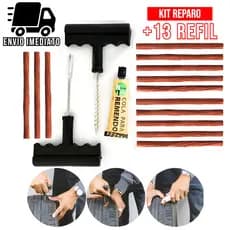 Kit Reparo Pneu sem Camara para Carro e Moto + 20 Refil Selante Macarrão Remendo