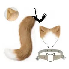 Fofo Orelhas De Gato Rabo Cosplay Pelúcia De Halloween