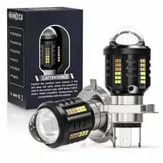 Lâmpada de farol LED H4 6500K 360° – pra moto – branca/amarela ou branca.