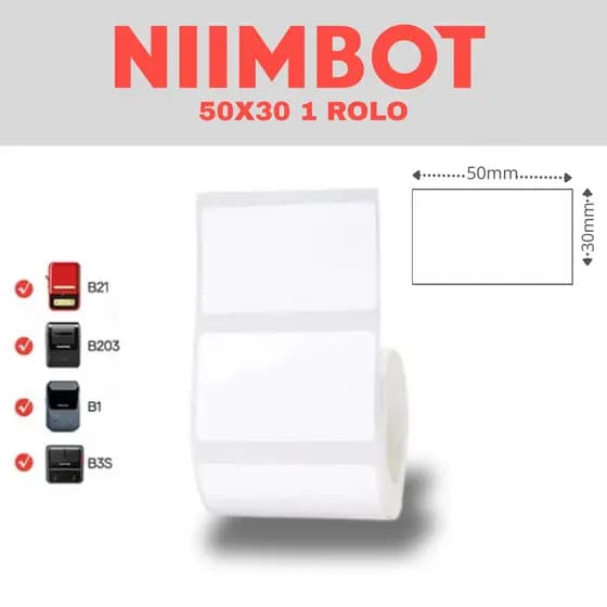 Etiqueta Adesiva 50x30 Niimbot B21 B1 230 Etiquetas p/ Rolo