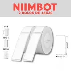 2 rolos Etiqueta Adesiva Niimbot D110 D101 D11 15x30 mm 195pçs