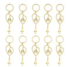 Kit10 Chaveiro Nossa Senhora Aparecida Terço Com Strass e Medalha de São Bento  Dourado e Prata