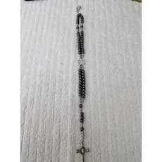 Kit 2 Terço de Pulso São Bento Hematita com Medalhas e Cruz de aço inox