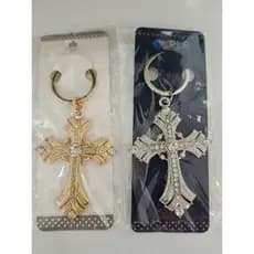 2 Chaveiros Religiosos Cruz com Pedras Terço Nossa Senhora e São Bento