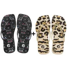Kit Chinelo Feminino Gatinho Oncinha Confortável Macio