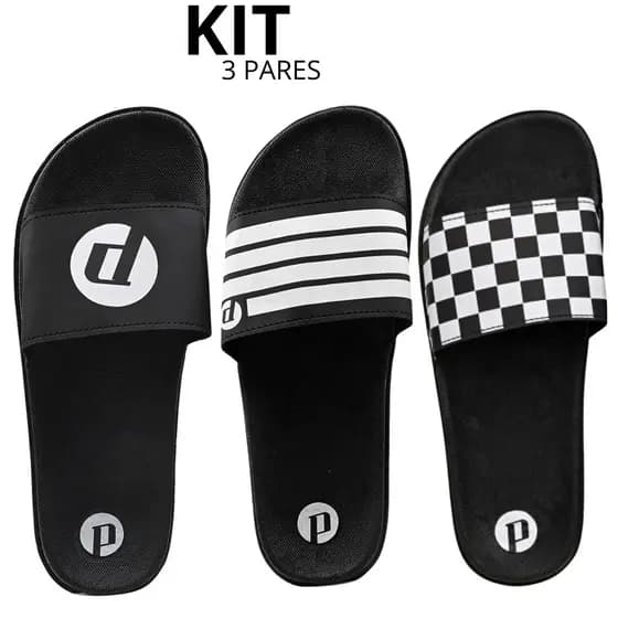Kit 1 2 e 3 Pares Chinelo Masculino Slide Calce Fácil Confortavel  Macio