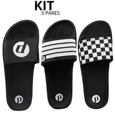 Kit 1 2 e 3 Pares Chinelo Masculino Slide Calce Fácil Confortavel  Macio