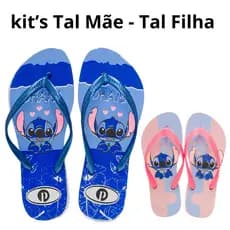 Kit Chinelo Feminino Menina Mãe e Filha Stitch Confortável