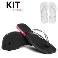 Kit Chinelo Feminino Confortável Flexível Brilho