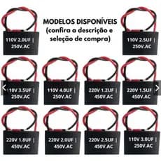 Kit 20 Capacitor CBB61 CBB60 Ventilador Partida 250V 450V 1UF 1.2UF 1.5UF 2UF 4UF 5UF 6UF 8UF VENTO2
