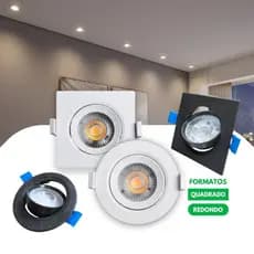 Kit 10/20 Luminária Led Spot 5w 7w 10w Quadrado Redondo Embutir Branco Frio Neutro Quente VENTO2