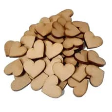 Kit 50-100 Apliques Coração MDF Cru 2,5cm | Recorte Laser para Artesanato e Decoração VEN2