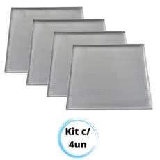 Kit com 4 Assadeiras Perfurada Reta Pão Francês Biscoito 35x35x1cm Aluminio