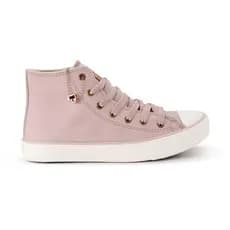 Tênis Feminino Cano Alto Casual em courinho Pingente Delicado Estilo e Conforto