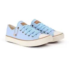 Tênis Feminino Retrô Couro com Pingente azul bb e rose Confortável e Estiloso