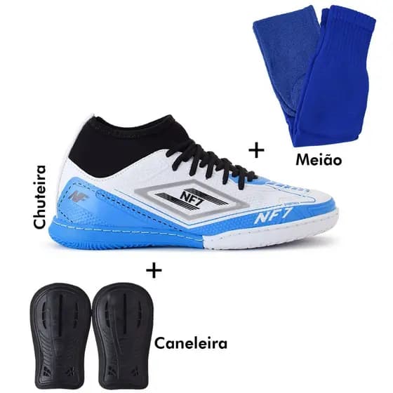 Chuteira de Salão NewFiber – Desempenho e Conforto para o Seu Jogo! kit completo chuteira+meiao+caneleira