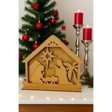 Presépio De Natal 5 Camadas Em Mdf Crú 22x25cm Enfeite Decoração Decor