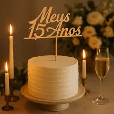 Topo de Bolo Meus 15 Anos MDF Cru Decorativo para Festa de Debutante Decor