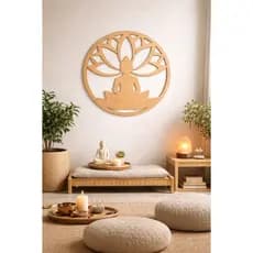 Mandala Buda MDF Cru Decorativa Zen 20x20 cm Parede