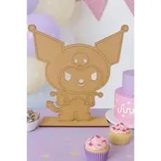 Kit 10 Centro De Mesa Kuromi Festa E Decoração Hello Kitty em Mdf Crú Decor