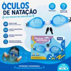 Óculos de Natação Infantil com Protetor Auricular UV