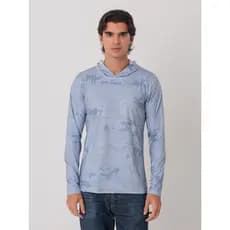 Camiseta Manga Longa com Capuz UV 50+ Dry Cinza Proteção Solar