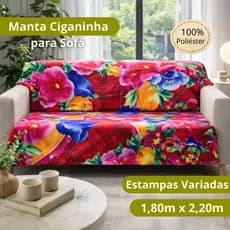 Manta Ciganinha Decorativa para Sofá ou Cama 2,20m x 1,80m 100% Poliéster Capa para Sofá Protetora