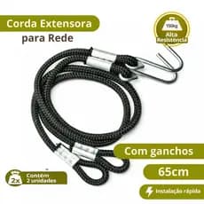 Par de Corda Extensora para Rede 65cm com Ganchos Metálicos Resistente para Rede de Descanso