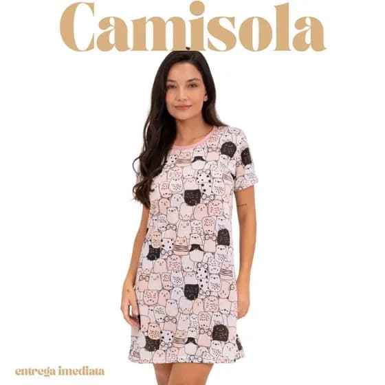Camisola Feminina Festa dos Gatos Super Confortável Leve P ao GG
