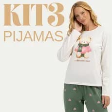 Kit 3 Pijama Moda Feminina Manga Longa Calça Inverno Confortável