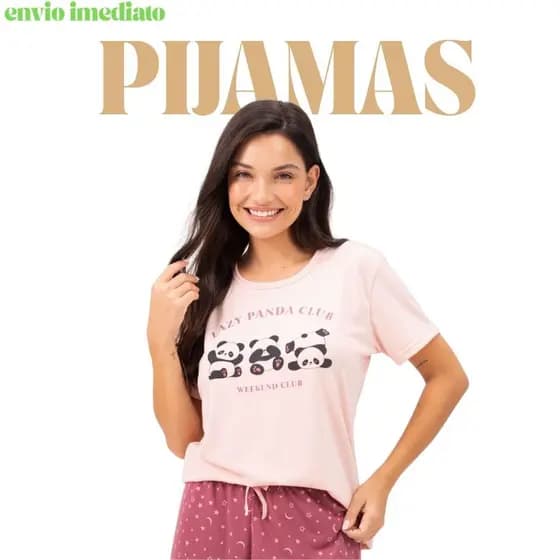 Pijama Feminino Verão Leve Macio Confortável Dormir P ao GG