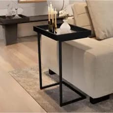 Mesa Lateral Espelhada com Pés de Ferro e Elegante Apoio Sala Sofá Moderna Decoração