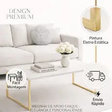 Mesa Premium Centro Sala Pés Ferro Aparador Canto Elegante