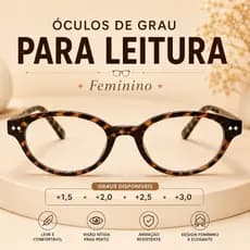 Óculos de Leitura Oval Feminino + Conforto: armação leve, encaixe anatômico, visual fashion
