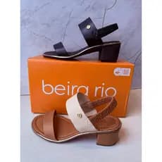 Sandalia Feminina Beira Rio Salto Bloco Medio Confortavel Elastico Calce Facil
