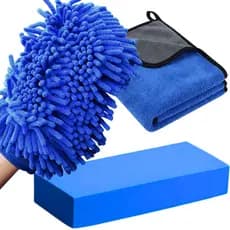 Kit Limpeza Automotiva Pano Luva Microfibra Esponja Lavagem Carro Moto Polimento Completo Automóveis
