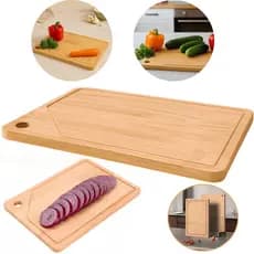 Tábua de Madeira 33cm Canaletas para Corte Carnes Legumes Frutas Uso Profissional Cozinha Resistente
